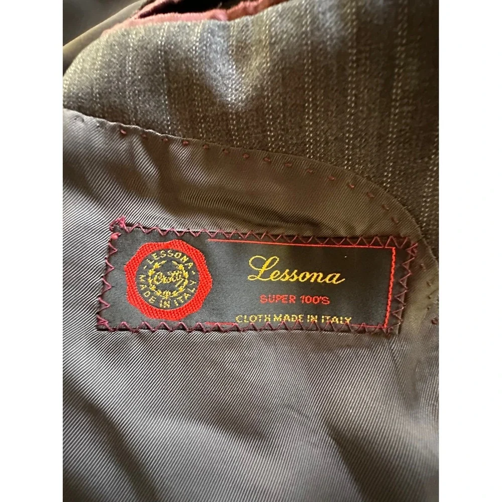 Pronto Uomo Couture Blazer Grey Pinstripe Lessona Super 100s Wool Italy 38 Short
